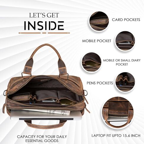 Premium 16-Inch Leather Laptop Briefcases & Messenger Bag The Perfect Office Satchel for Modern Professionals men and women in Saudi Arabia