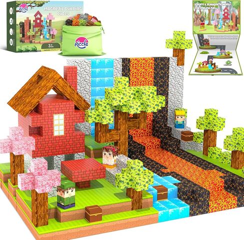 RICCLE Magnetic Blocks for Kids - 120 PCS Build Magnetic Building Blocks Toddler STEM Sensory Outdoor Toys for 3+ Year Old Boys & Girls, Educational & Learning Toys for Ages 4-12 in Saudi Arabia