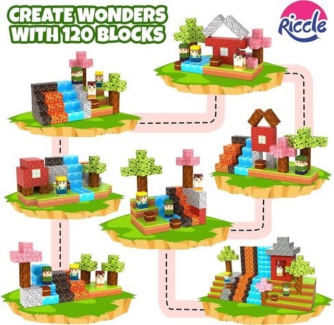 RICCLE Magnetic Blocks for Kids - 120 PCS Build Magnetic Building Blocks Toddler STEM Sensory Outdoor Toys for 3+ Year Old Boys & Girls, Educational & Learning Toys for Ages 4-12 in Saudi Arabia