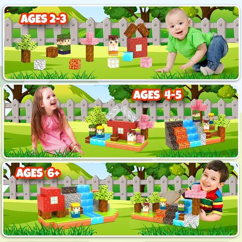 RICCLE Magnetic Blocks for Kids - 120 PCS Build Magnetic Building Blocks Toddler STEM Sensory Outdoor Toys for 3+ Year Old Boys & Girls, Educational & Learning Toys for Ages 4-12 in Saudi Arabia