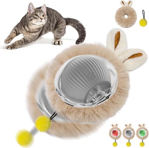Moving Cat Toy Ball, Automatic Moving Toys for Indoor Cats, Smart Rolling Kitten Toys, Cat Self Rotating Balls with Lights, Recharge Interactive Kittens Balls with USB Cable, Red in Kuwait