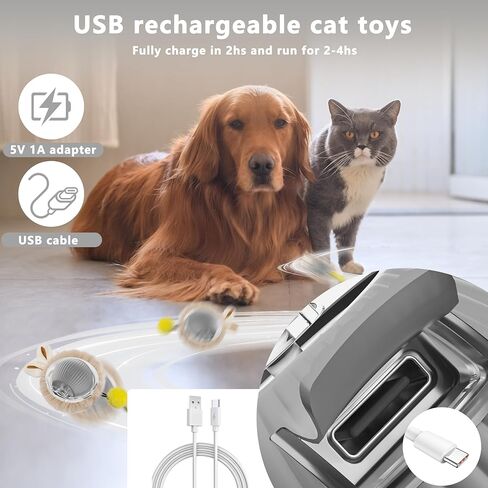 Moving Cat Toy Ball, Automatic Moving Toys for Indoor Cats, Smart Rolling Kitten Toys, Cat Self Rotating Balls with Lights, Recharge Interactive Kittens Balls with USB Cable, Red in Kuwait