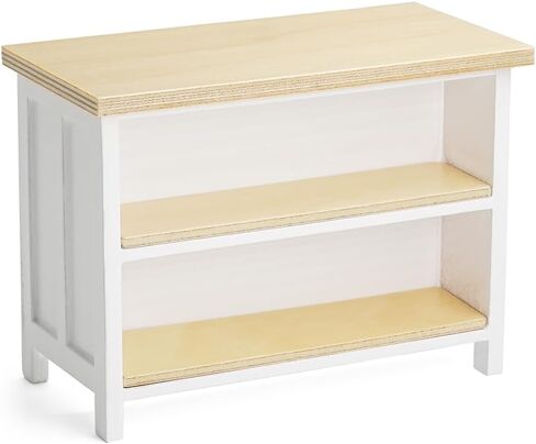 Odoria Dollhouse Kitchen Island Miniature: 1/12 Scale Dining Table with Storage Shelves for Restaurant Pub Bar - Mini Kitchen Counter Shelving Wood Furniture Modern White in Saudi Arabia