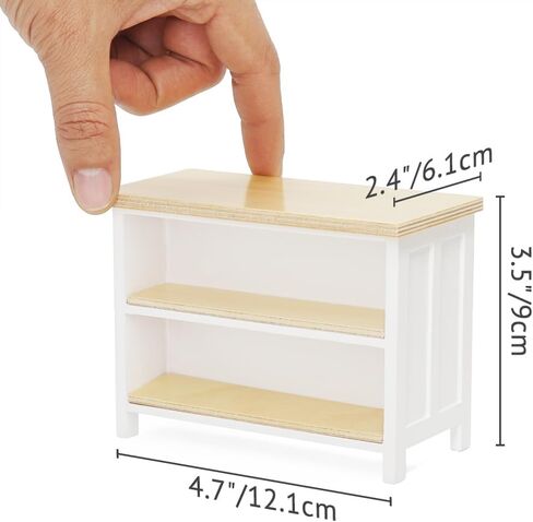 Odoria Dollhouse Kitchen Island Miniature: 1/12 Scale Dining Table with Storage Shelves for Restaurant Pub Bar - Mini Kitchen Counter Shelving Wood Furniture Modern White in Saudi Arabia