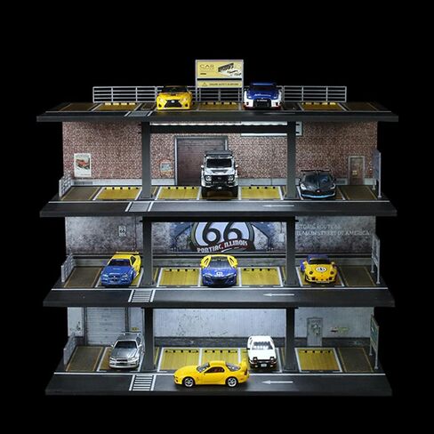 1/64 Scale Die-cast Model Car Display Case with LED Light, Organizer Compatible with Hot Wheels Parking Garage Dioramas with 20 Parking Spaces (Mix) in Kuwait