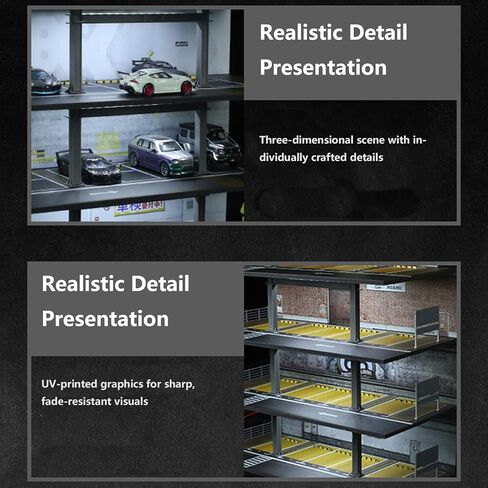 1/64 Scale Die-cast Model Car Display Case with LED Light, Organizer Compatible with Hot Wheels Parking Garage Dioramas with 20 Parking Spaces (Mix) in Kuwait