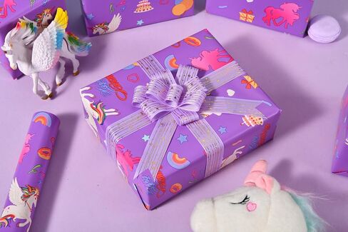 Sikiweiter Unicorn عيد ميلاد الورق لفة - 17 "× 16.4 قدم - الأرجواني السحرية هدية هدية لفات عيد ميلاد الفتيات (يونيكورن) in Kuwait