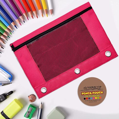 Pencil Pouch for 3 Ring Binder | Special Pencil Case 30 Red Pencil Pouch Bulk for Kids and Adults | Zipper Pencil Pouch Pen and Pencil Holder Multipurpose Binder Pouch in Saudi Arabia