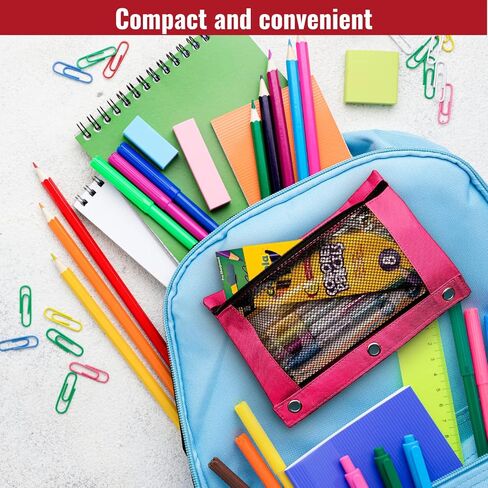 Pencil Pouch for 3 Ring Binder | Special Pencil Case 30 Red Pencil Pouch Bulk for Kids and Adults | Zipper Pencil Pouch Pen and Pencil Holder Multipurpose Binder Pouch in Saudi Arabia