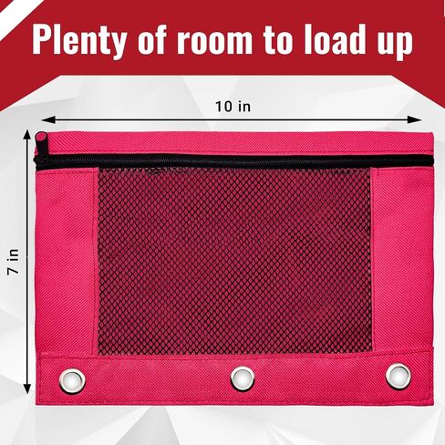 Pencil Pouch for 3 Ring Binder | Special Pencil Case 30 Red Pencil Pouch Bulk for Kids and Adults | Zipper Pencil Pouch Pen and Pencil Holder Multipurpose Binder Pouch in Saudi Arabia