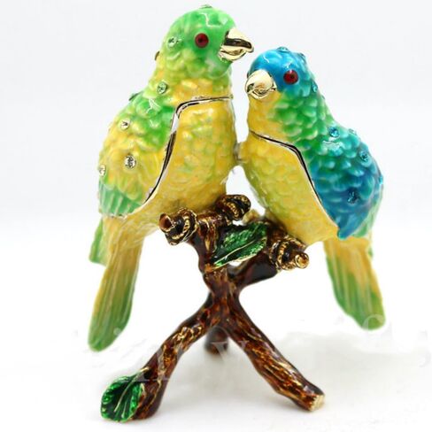 Lovebirds Trinket Box Hinged Bird Figurines Box for Jewelry and Treasures,Jewelry Ring Box Earrings Organizer Hand-Painted Collectible Keepsake Box Home Decor Gifts (orange) in Saudi Arabia