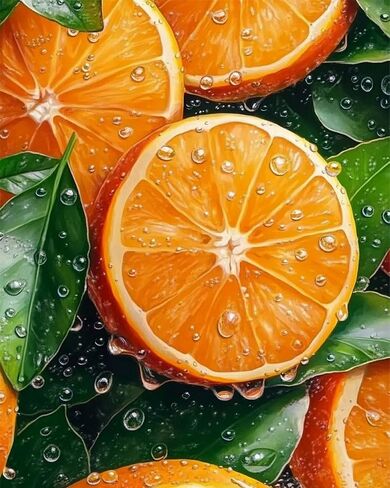 MSTingshun Juicy Orange Paint بأرقام للبالغين المبتدئين DIY البرتقال المائي المائي مجموعات الطلاء الأكريليك على القماش شرائح البرتقال الطلاء الزيت للديكور المنزلي هدية 16 × 20 بوصة (بدون إطار) in Kuwait
