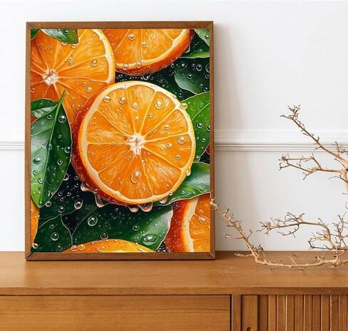 MSTingshun Juicy Orange Paint بأرقام للبالغين المبتدئين DIY البرتقال المائي المائي مجموعات الطلاء الأكريليك على القماش شرائح البرتقال الطلاء الزيت للديكور المنزلي هدية 16 × 20 بوصة (بدون إطار) in Kuwait