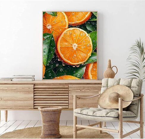 MSTingshun Juicy Orange Paint بأرقام للبالغين المبتدئين DIY البرتقال المائي المائي مجموعات الطلاء الأكريليك على القماش شرائح البرتقال الطلاء الزيت للديكور المنزلي هدية 16 × 20 بوصة (بدون إطار) in Kuwait