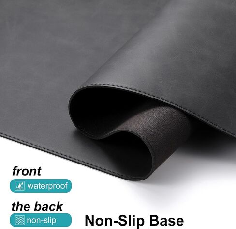 لوحة الماوس الكبيرة الجلدية ، XXL Gaming Mousepad مع حافة مخيط ، واقي مكتب المكتب غير المنقوش ، حصيرة مكتب كمبيوتر موسعة لأجهزة الكمبيوتر المكتبية كمبيوتر الكمبيوتر المحمول 39.4 × 17 بوصة (أسود) in Saudi Arabia