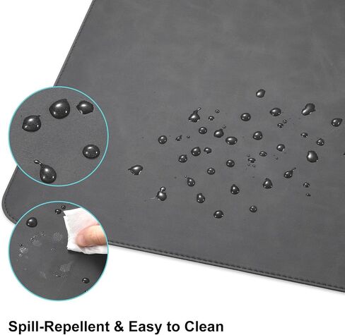 لوحة الماوس الكبيرة الجلدية ، XXL Gaming Mousepad مع حافة مخيط ، واقي مكتب المكتب غير المنقوش ، حصيرة مكتب كمبيوتر موسعة لأجهزة الكمبيوتر المكتبية كمبيوتر الكمبيوتر المحمول 39.4 × 17 بوصة (أسود) in Saudi Arabia