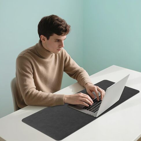لوحة الماوس الكبيرة الجلدية ، XXL Gaming Mousepad مع حافة مخيط ، واقي مكتب المكتب غير المنقوش ، حصيرة مكتب كمبيوتر موسعة لأجهزة الكمبيوتر المكتبية كمبيوتر الكمبيوتر المحمول 39.4 × 17 بوصة (أسود) in Saudi Arabia
