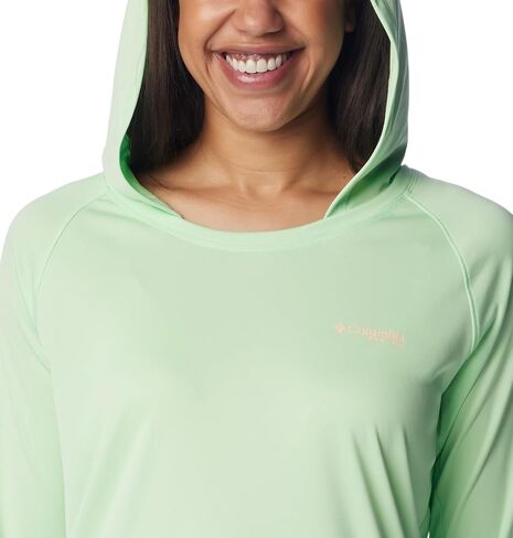تيشيرت Tidal للسيدات من Columbia، بغطاء للرأس، شعار Cirrus Grey/Ocean Blue، 2X in Saudi Arabia