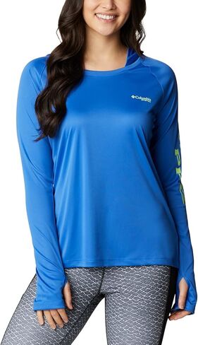 Columbia Women's Tidal Tee Hoodie, Cirrus Grey/Ocean Blue Logo, 2X in Kuwait