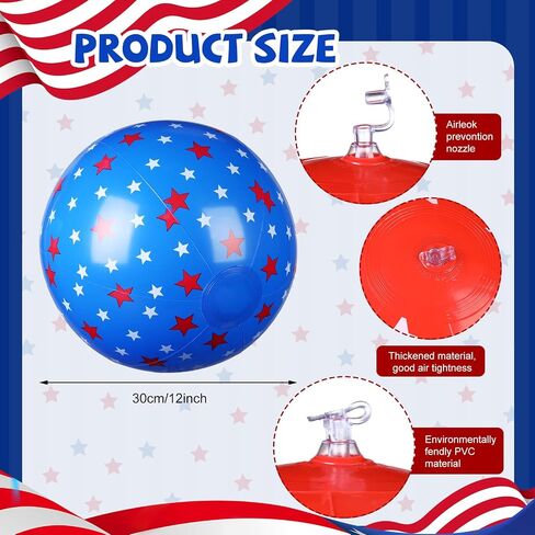 12 Pieces Patriotic Inflatable Pool Beach Balls 12 Inch USA Beach Ball Fourth of July Pool Ball for Swimming Pool, Beach, Summer Party Favors in Saudi Arabia