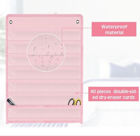 4 Pcs Magnetic Pocket Chart Standard Pocket Chart Classroom Pocket Chart with 40 Pcs Dry Erase Cards for Daily Schedule Class Demonstrations Office Home Activities, Black in Saudi Arabia
