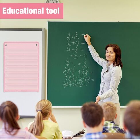4 Pcs Magnetic Pocket Chart Standard Pocket Chart Classroom Pocket Chart with 40 Pcs Dry Erase Cards for Daily Schedule Class Demonstrations Office Home Activities, Black in Saudi Arabia