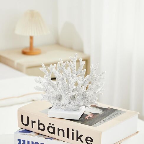 Artificial White Coral Décor, Nautical Coral Reef Decorations for Home, Marine Style Decoration, Ocean Themed Cabinet Shelf Tabletop Decor (White) in Saudi Arabia