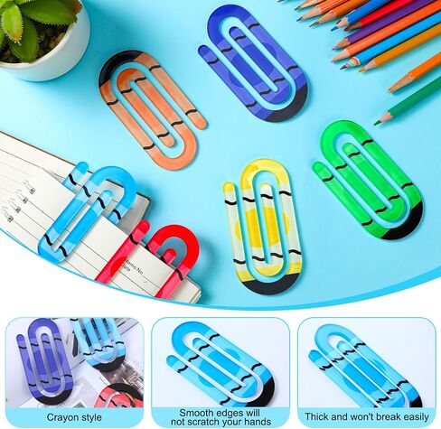 9 Pcs Jumbo Teacher Acrylic Paper Clips Back to School Teacher Appreciation Gift 4 Inch Paperclip Bookmark Gift Set for Book Lovers, Back to School Supplies (Pencil,Notebook,Paper) in Saudi Arabia