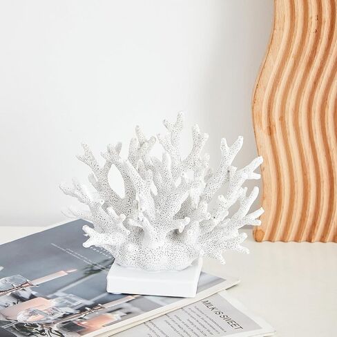 Artificial White Coral Décor, Nautical Coral Reef Decorations for Home, Marine Style Decoration, Ocean Themed Cabinet Shelf Tabletop Decor (White) in Saudi Arabia