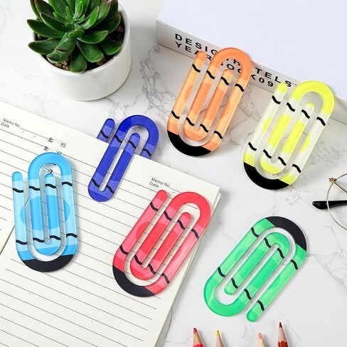 9 Pcs Jumbo Teacher Acrylic Paper Clips Back to School Teacher Appreciation Gift 4 Inch Paperclip Bookmark Gift Set for Book Lovers, Back to School Supplies (Pencil,Notebook,Paper) in Saudi Arabia
