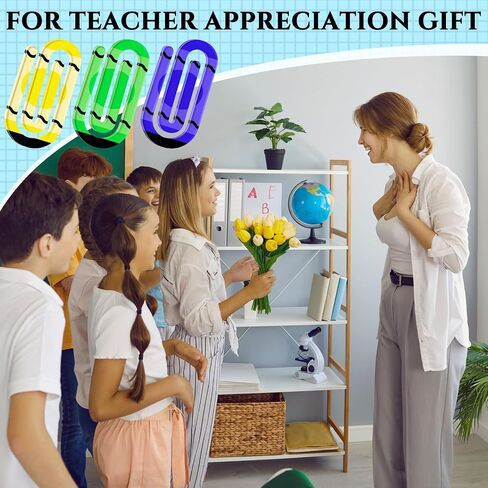 9 Pcs Jumbo Teacher Acrylic Paper Clips Back to School Teacher Appreciation Gift 4 Inch Paperclip Bookmark Gift Set for Book Lovers, Back to School Supplies (Pencil,Notebook,Paper) in Saudi Arabia