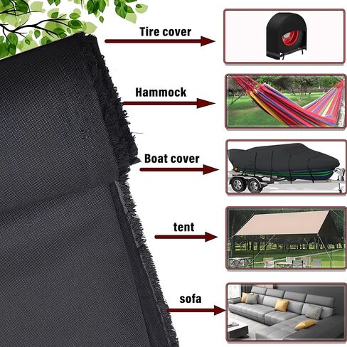 K-Musculo 600D Fabric by The Yard, 58" W 600D Upholstery Polyester Material, Indoor Outdoor Water Resistant Fabric for Chair Cushion Furniture Cover Sewing DIY Cloth, 1 Yard Black in Kuwait