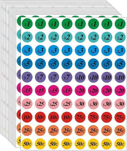 Removable Garage Sale Stickers, 2500 Yard Sale Price Stickers, 3/4 Inch Round Pre-Printed Garage Sale Price Sticker Labels for Flea Markets, Fairs and Retail in Saudi Arabia