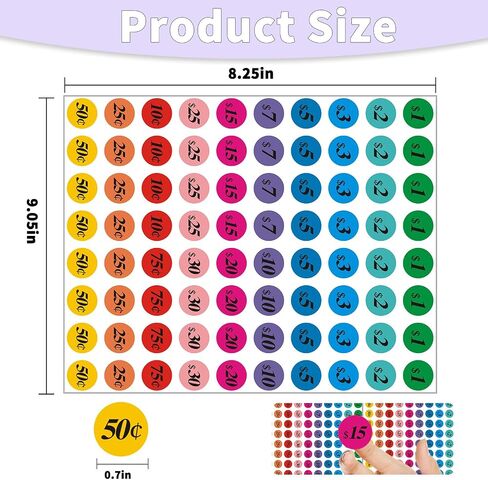 Removable Garage Sale Stickers, 2500 Yard Sale Price Stickers, 3/4 Inch Round Pre-Printed Garage Sale Price Sticker Labels for Flea Markets, Fairs and Retail in Saudi Arabia