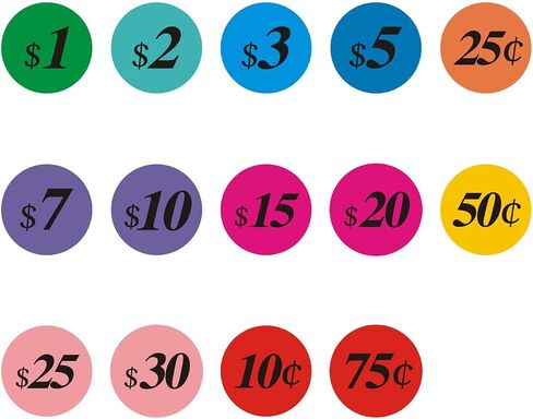 Removable Garage Sale Stickers, 2500 Yard Sale Price Stickers, 3/4 Inch Round Pre-Printed Garage Sale Price Sticker Labels for Flea Markets, Fairs and Retail in Saudi Arabia
