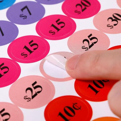 Removable Garage Sale Stickers, 2500 Yard Sale Price Stickers, 3/4 Inch Round Pre-Printed Garage Sale Price Sticker Labels for Flea Markets, Fairs and Retail in Saudi Arabia