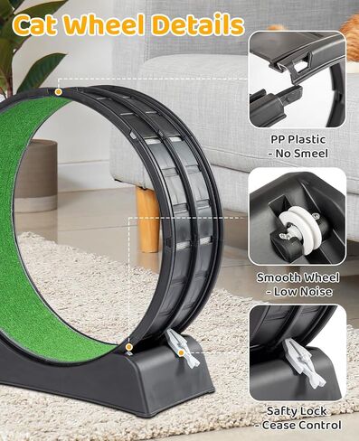 VINGLI Cat Exercise Wheel, Cat Treadmill with Carpeted Runway, 31 Inch Cats Running Wheel for Weight Loss & Daily Exercise, Black (31 Inch) in Saudi Arabia