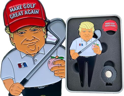 أداة ديفوت المضحكة لدونالد ترامب مع قبعة علامة كرة الجولف الرائعة مرة أخرى ومشبك القبعة المغناطيسي in Kuwait