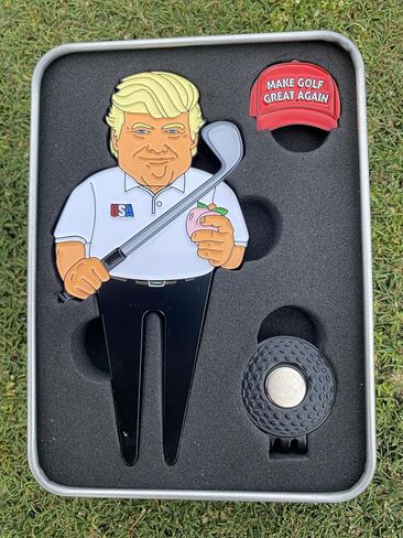 أداة ديفوت المضحكة لدونالد ترامب مع قبعة علامة كرة الجولف الرائعة مرة أخرى ومشبك القبعة المغناطيسي in Kuwait