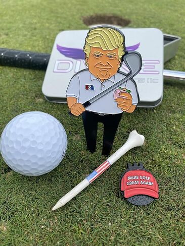 أداة ديفوت المضحكة لدونالد ترامب مع قبعة علامة كرة الجولف الرائعة مرة أخرى ومشبك القبعة المغناطيسي in Kuwait