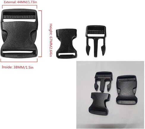 مشابك بإبزيم بلاستيكي، مشبك بلاستيكي سريع التحرير من الجانب يكون مناسبًا لمشابك تثبيت أمان قابلة للتعديل ومشابك بلاستيكية سوداء (32 مم / 1.26 بوصة) in Kuwait
