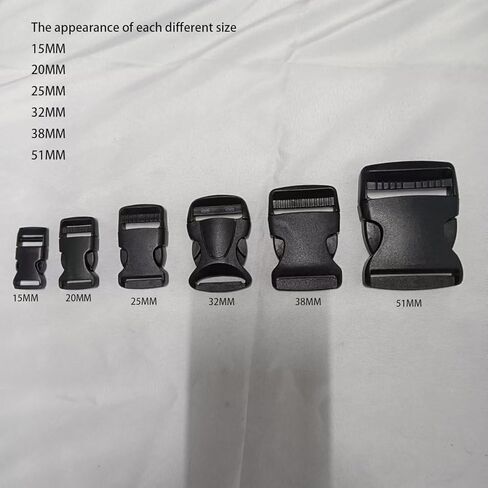 مشابك بإبزيم بلاستيكي، مشبك بلاستيكي سريع التحرير من الجانب يكون مناسبًا لمشابك تثبيت أمان قابلة للتعديل ومشابك بلاستيكية سوداء (32 مم / 1.26 بوصة) in Kuwait