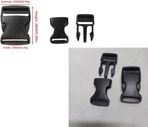 مشابك بإبزيم بلاستيكي، مشبك بلاستيكي سريع التحرير من الجانب يكون مناسبًا لمشابك تثبيت أمان قابلة للتعديل ومشابك بلاستيكية سوداء (32 مم / 1.26 بوصة) in Kuwait