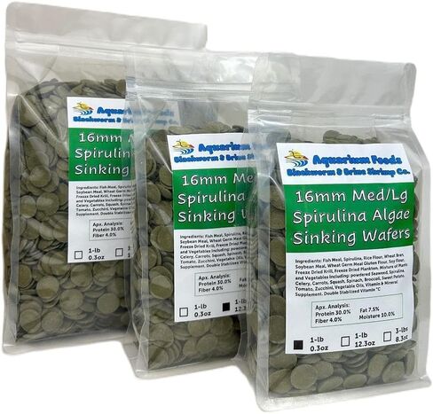 Aquatic Foods Inc. 16mm - 5/8 "رقائق متوسطة/كبيرة من الطحالب ، سبيرولينا ، الخضار لجميع الأسماك الاستوائية ، cichlids الأفريقية ، الروبيان ، القواقع ، سرطان البحر ، سمك السلور ، plecos .. ... 1 رطل 0.3 أوقية حقيبة صافية in Saudi Arabia