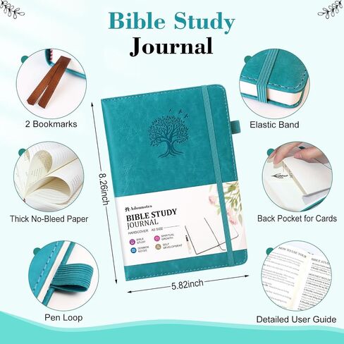 Bible Study Journal Scripture Notebook - Christian Note Taking Kit with Guided Prompts - Inspirational Religious Gifts - Faith Based Stationery Supplies for Church Notes (Teal Blue) in Kuwait