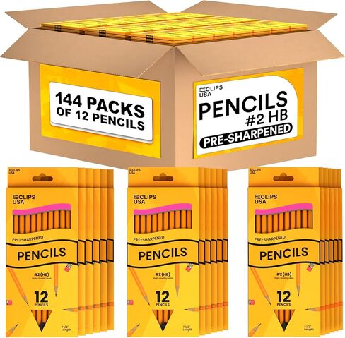Pencils Bulk, Pencil #2, Number 2 pencil, Pre-Sharpened Pencil Bulk, School Supplies bulk, Office Supplies, Box May Vary, 12 Pencils (144 Box Case) in Saudi Arabia