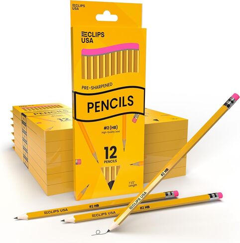 Pencils Bulk, Pencil #2, Number 2 pencil, Pre-Sharpened Pencil Bulk, School Supplies bulk, Office Supplies, Box May Vary, 12 Pencils (144 Box Case) in Saudi Arabia