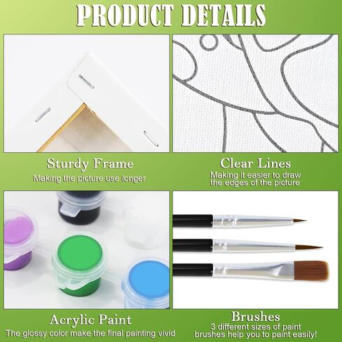 Nuberlic 2 Pack Paint and Sip Pre Drawn Canvas Painting Kit for Adults Sip and Paint Kit for Adult's Couples Date Night Party Favors Supplies (8x10) in Kuwait