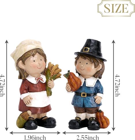 Valery Madelyn Fall Decorations for Home, Family Boy and Girl Harvest Decor for Table Indoor, Set of 2 Funny Thanksgiving Autumn Collectible Figurine Garden Statue Gift for Room Yard Party 7.4inch in Saudi Arabia