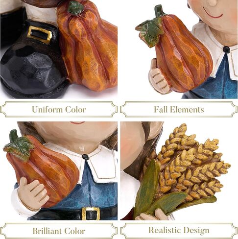 Valery Madelyn Fall Decorations for Home, Family Boy and Girl Harvest Decor for Table Indoor, Set of 2 Funny Thanksgiving Autumn Collectible Figurine Garden Statue Gift for Room Yard Party 7.4inch in Saudi Arabia